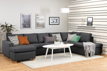 Crazy 5-seters Høyrevendt U-formet X-Large Sofa med Divan og Sjeselong i Stoff - Mørkegrå - Møbler - Sofaer - U-sofa