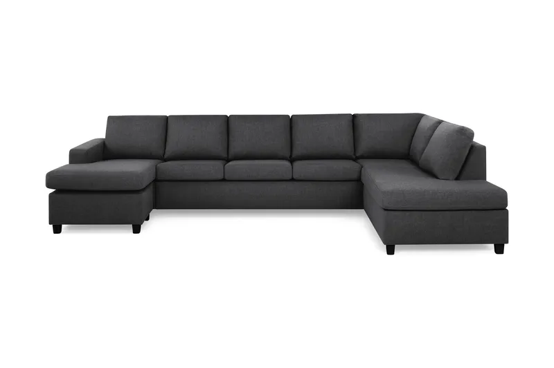 Crazy 5-seters Høyrevendt U-formet X-Large Sofa med Divan og Sjeselong i Stoff, Mørkegrå