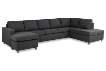Crazy 5-seters Høyrevendt U-formet X-Large Sofa med Divan og Sjeselong i Stoff - Mørkegrå - Møbler - Sofaer - U-sofa
