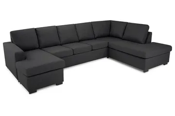 Crazy 5-seters Høyrevendt U-formet X-Large Sofa med Divan og Sjeselong i Stoff - Mørkegrå - Møbler - Sofaer - U-sofa