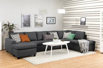 Crazy 5-seters Høyrevendt U-formet X-Large Sofa med Divan og Sjeselong i Stoff - Mørkegrå - Møbler - Sofaer - U-sofa