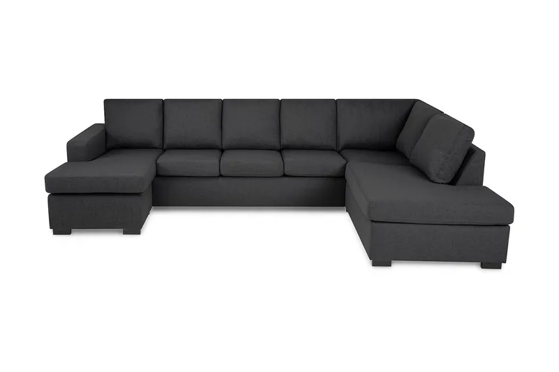 Crazy 5-seters Høyrevendt U-formet X-Large Sofa med Divan og Sjeselong i Stoff, Mørkegrå
