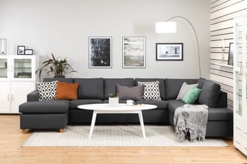 Crazy 5-seters Høyrevendt U-formet X-Large Sofa med Divan og Sjeselong i Stoff - Mørkegrå - Møbler - Sofaer - U-sofa