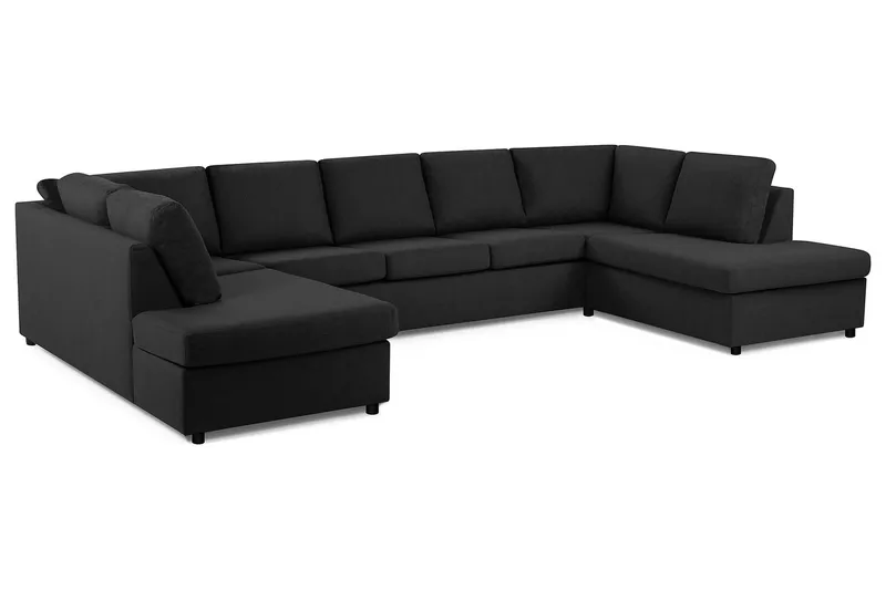 Crazy 5-seters U-formet Sofa med Dobbel Sjeselong i Stoff - Antrasitt - Møbler - Sofaer - U-sofa