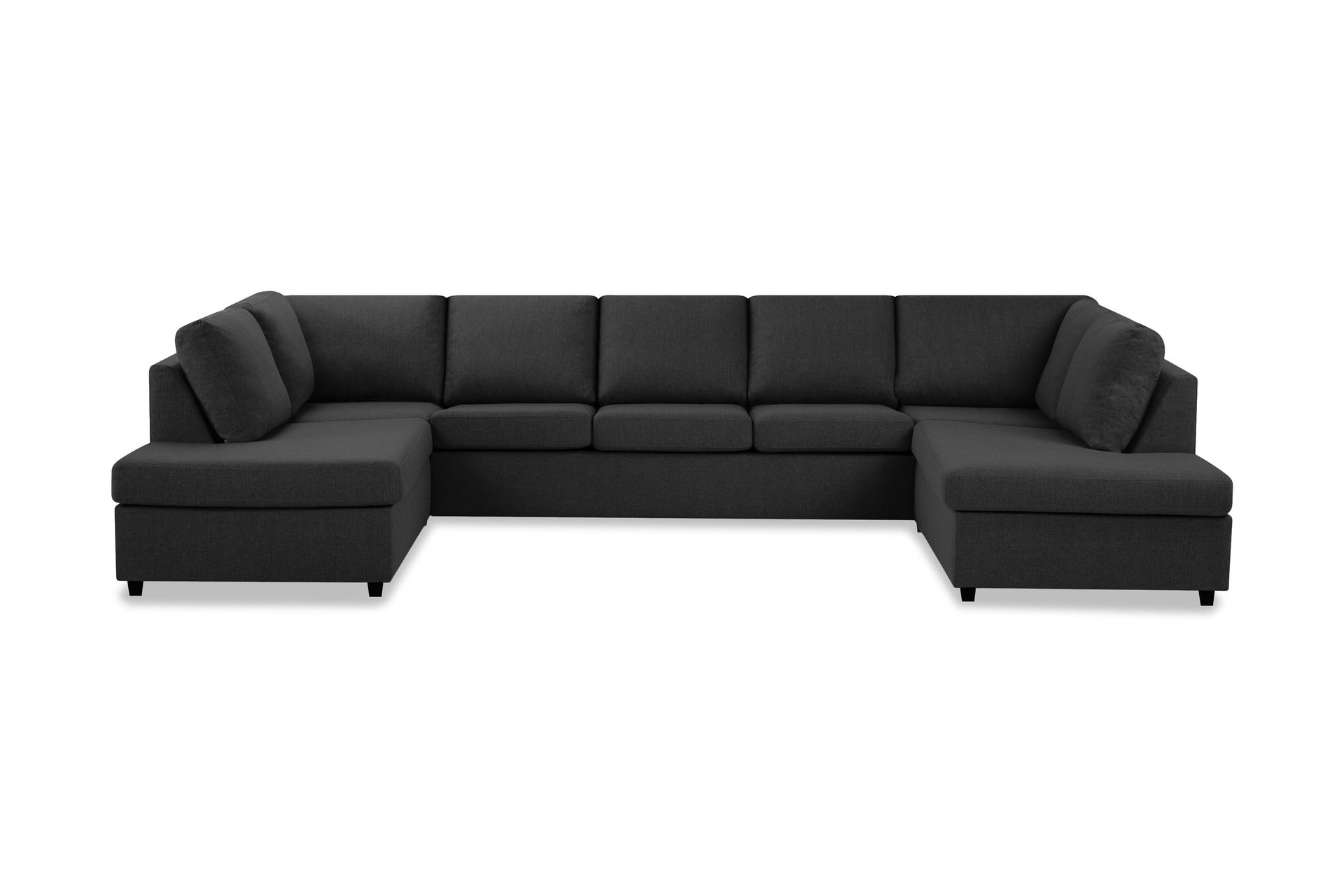 Crazy 5-seters U-formet Sofa med Dobbel Sjeselong i Stoff - Antrasitt