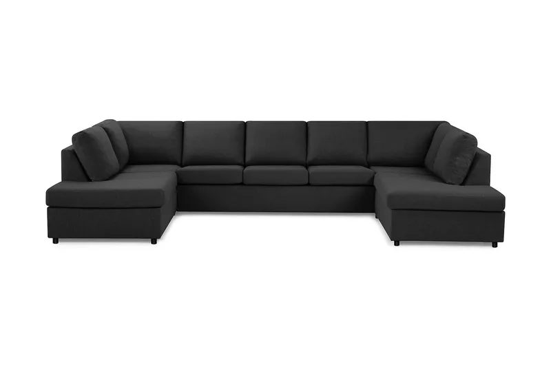 Crazy 5-seters U-formet Sofa med Dobbel Sjeselong i Stoff, Antrasitt