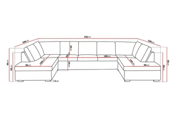 Crazy 5-seters U-formet Sofa med Dobbel Sjeselong i Stoff - Mørkegrå - Møbler - Sofaer - U-sofa