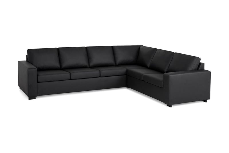 Crazy 5-seters Vendbar L-formet Large Hjørnesofa i Kunstlær - Svart - Møbler - Sofaer - Skinnsofaer