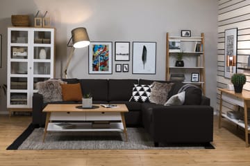 Crazy 5-seters Vendbar L-formet Large Hjørnesofa i Stoff - Antrasitt - Møbler - Sofaer - Hjørnesofa