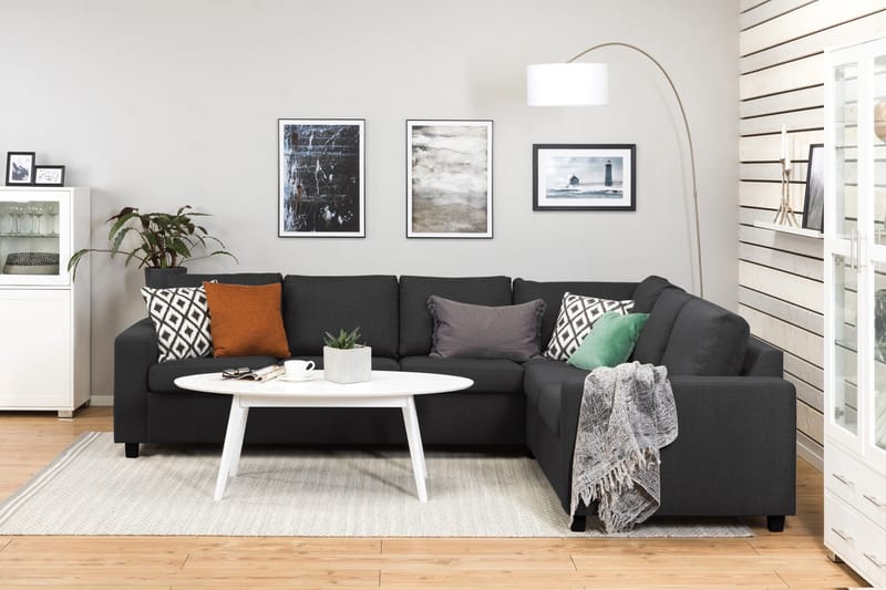 Crazy 5-seters Vendbar L-formet Large Hjørnesofa i Stoff - Antrasitt - Møbler - Sofaer - Hjørnesofa