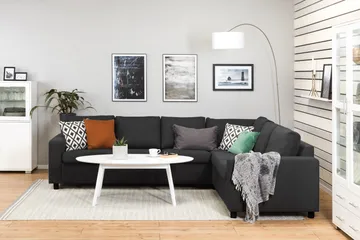 Crazy 5-seters Vendbar L-formet Large Hjørnesofa i Stoff - Antrasitt - Møbler - Sofaer - Hjørnesofa