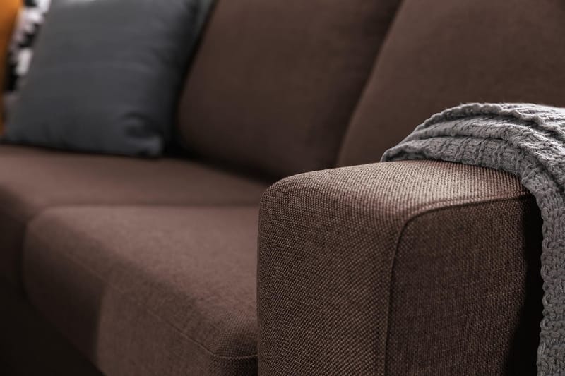 Crazy 5-seters Vendbar L-formet Large Hjørnesofa i Stoff - Brun - Møbler - Sofaer - Hjørnesofa
