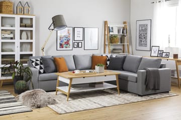 Crazy 5-seters Vendbar L-formet Large Hjørnesofa i Stoff - Grå - Møbler - Sofaer - Hjørnesofa