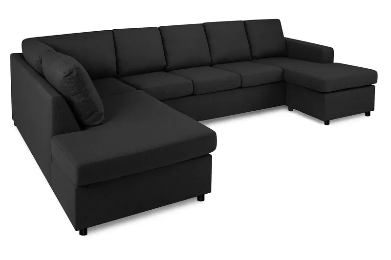 Crazy 5-seters Venstrevendt U-formet Sofa med Divan og Sjeselong i Stoff - Antrasitt - Møbler - Sofaer - U-sofa