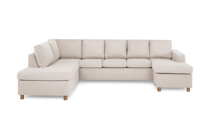 Crazy 5-seters Venstrevendt U-formet Sofa med Divan og Sjeselong i Stoff, Beige