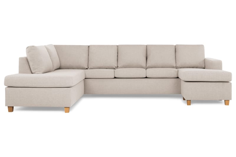 Crazy 5-seters Venstrevendt U-formet Sofa med Divan og Sjeselong i Stoff - Beige - Møbler - Sofaer - U-sofa
