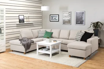 Crazy 5-seters Venstrevendt U-formet Sofa med Divan og Sjeselong i Stoff - Beige - Møbler - Sofaer - U-sofa