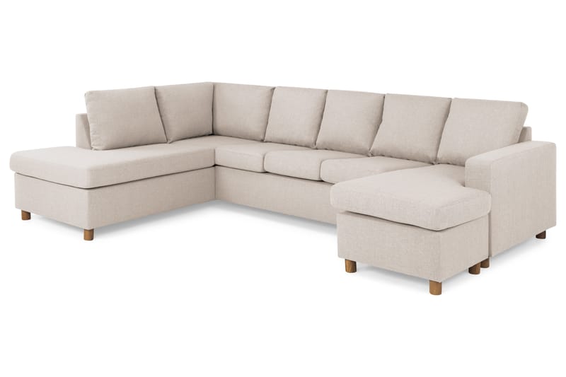 Crazy 5-seters Venstrevendt U-formet Sofa med Divan og Sjeselong i Stoff - Beige - Møbler - Sofaer - U-sofa