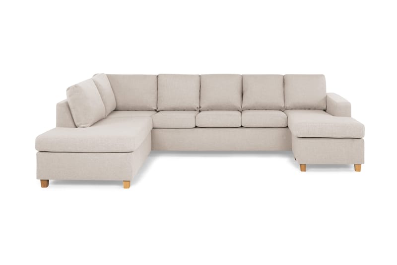 Crazy 5-seters Venstrevendt U-formet Sofa med Divan og Sjeselong i Stoff, Beige