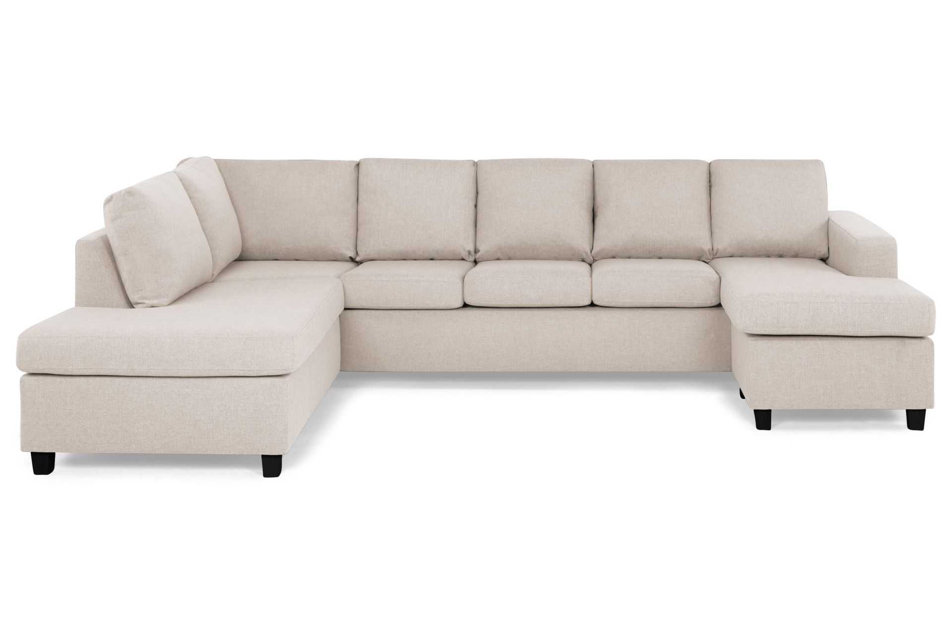 Crazy 5-seters Venstrevendt U-formet Sofa med Divan og Sjeselong i Stoff - Beige