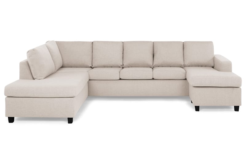 Crazy 5-seters Venstrevendt U-formet Sofa med Divan og Sjeselong i Stoff, Beige