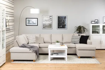 Crazy 5-seters Venstrevendt U-formet Sofa med Divan og Sjeselong i Stoff - Beige - Møbler - Sofaer - U-sofa