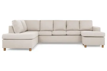 Crazy 5-seters Venstrevendt U-formet Sofa med Divan og Sjeselong i Stoff - Beige - Møbler - Sofaer - U-sofa
