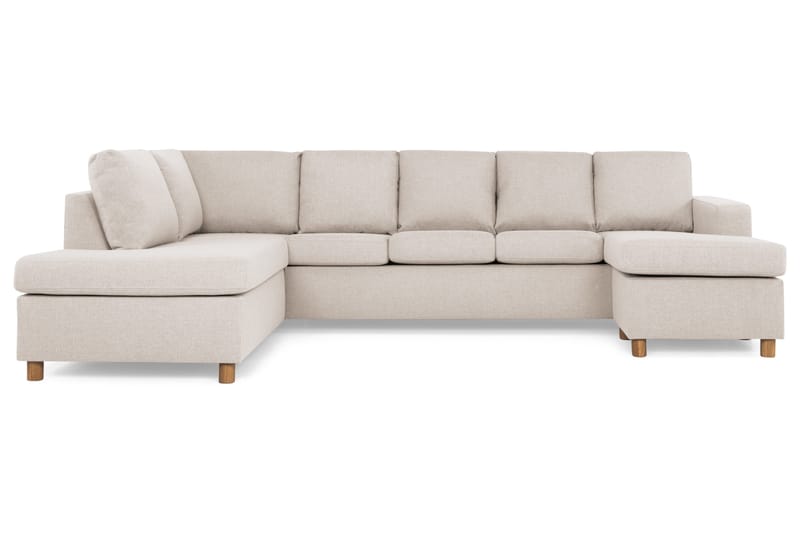 Crazy 5-seters Venstrevendt U-formet Sofa med Divan og Sjeselong i Stoff - Beige - Møbler - Sofaer - U-sofa