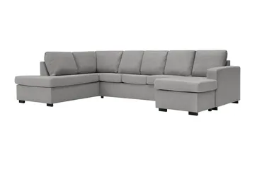 Crazy 5-seters Venstrevendt U-formet Sofa med Divan og Sjeselong i Stoff - Grå - Møbler - Sofaer - U-sofa