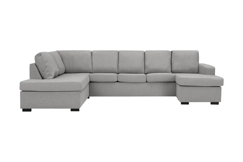 Crazy 5-seters Venstrevendt U-formet Sofa med Divan og Sjeselong i Stoff - Grå - Møbler - Sofaer - U-sofa