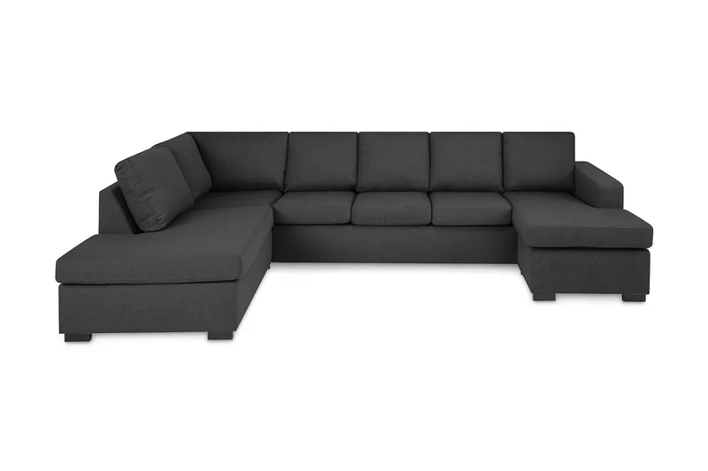 Crazy 5-seters Venstrevendt U-formet Sofa med Divan og Sjeselong i Stoff, Mørkegrå