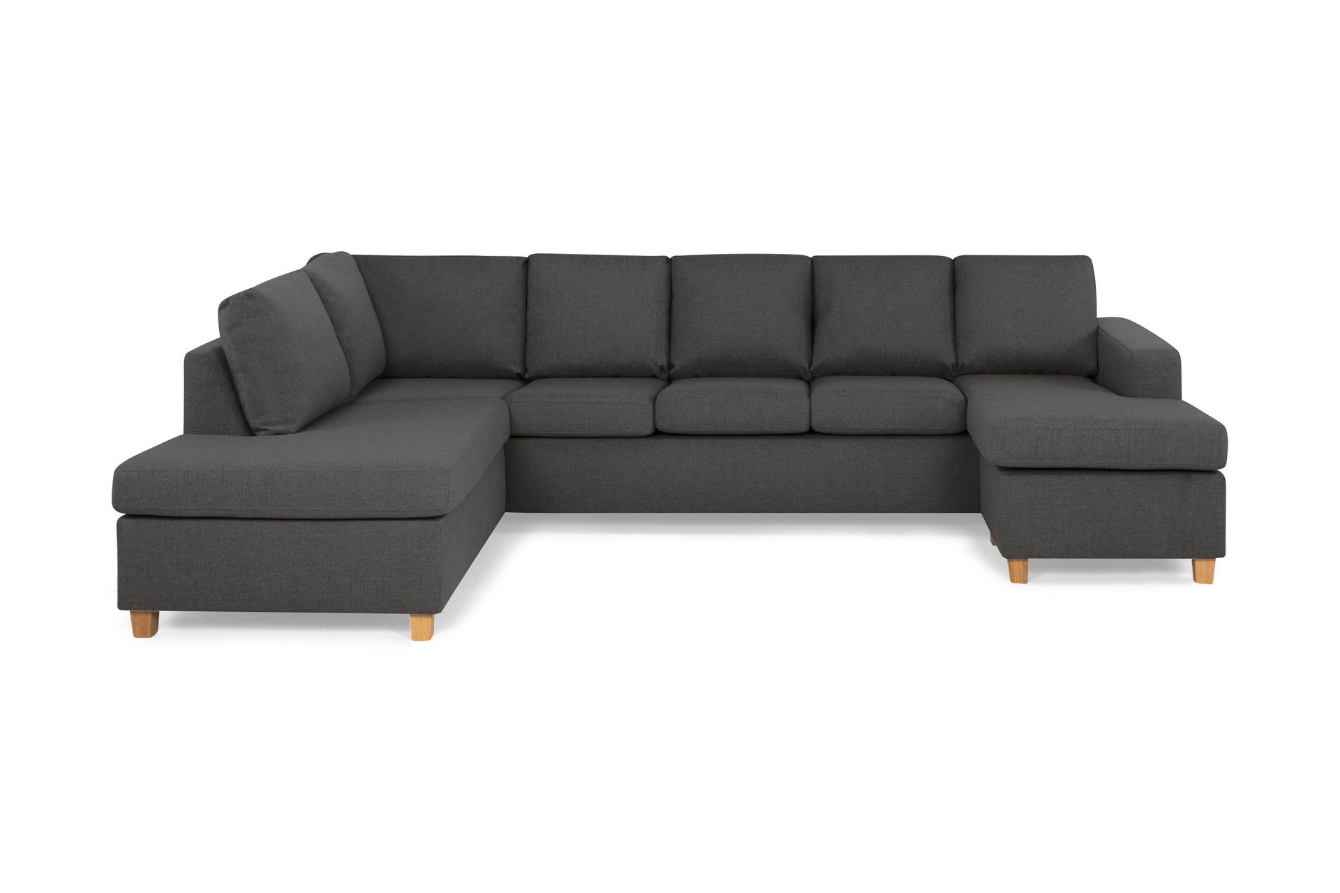 Crazy 5-seters Venstrevendt U-formet Sofa med Divan og Sjeselong i Stoff - Mørkegrå