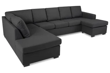 Crazy 5-seters Venstrevendt U-formet Sofa med Divan og Sjeselong i Stoff - Mørkegrå - Møbler - Sofaer - U-sofa
