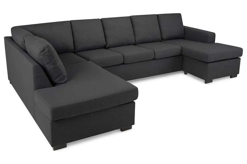 Crazy 5-seters Venstrevendt U-formet Sofa med Divan og Sjeselong i Stoff - Mørkegrå - Møbler - Sofaer - U-sofa
