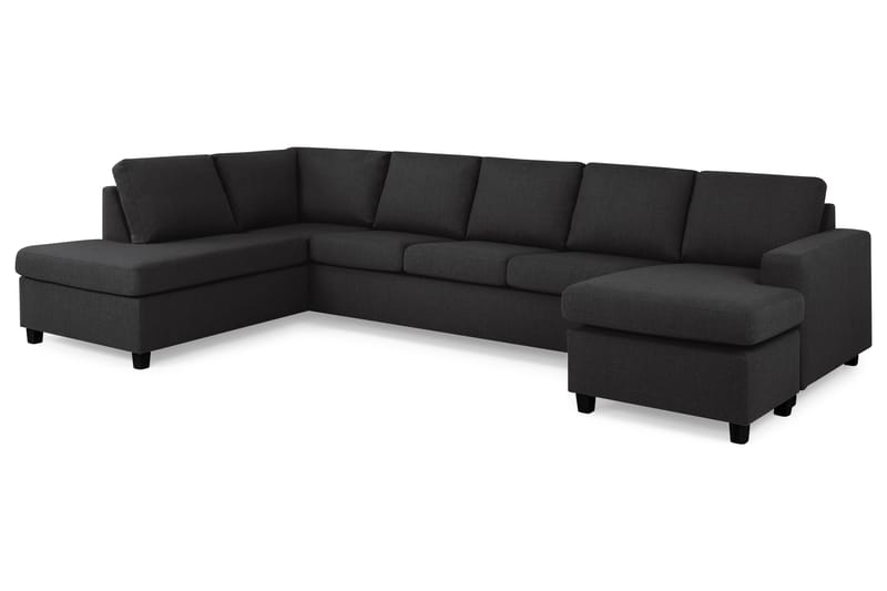 Crazy 5-seters Venstrevendt U-formet X-Large Sofa med Divan og Sjeselong i Stoff - Antrasitt - Møbler - Sofaer - U-sofa