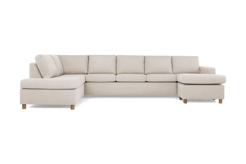 Crazy 5-seters Venstrevendt U-formet X-Large Sofa med Divan og Sjeselong i Stoff, Beige