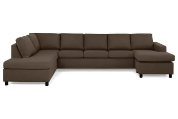 Crazy 5-seters Venstrevendt U-formet X-Large Sofa med Divan og Sjeselong i Stoff - Brun - Møbler - Sofaer - U-sofa
