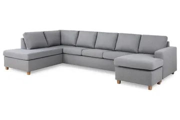 Crazy 5-seters Venstrevendt U-formet X-Large Sofa med Divan og Sjeselong i Stoff - Grå - Møbler - Sofaer - U-sofa