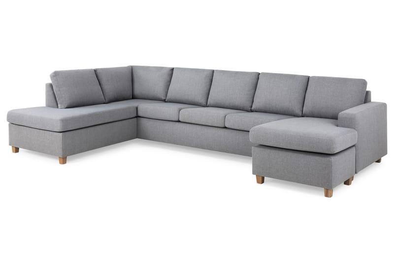 Crazy 5-seters Venstrevendt U-formet X-Large Sofa med Divan og Sjeselong i Stoff - Grå - Møbler - Sofaer - U-sofa