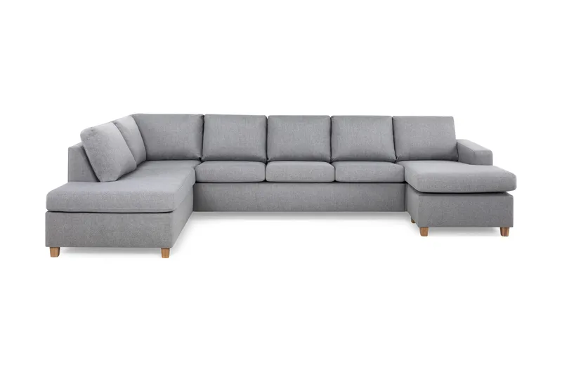 Crazy 5-seters Venstrevendt U-formet X-Large Sofa med Divan og Sjeselong i Stoff, Grå