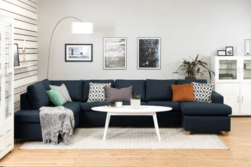 Crazy 5-seters Venstrevendt U-formet X-Large Sofa med Divan og Sjeselong i Stoff - Mørkeblå - Møbler - Sofaer - U-sofa