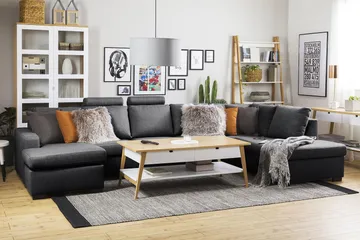 Crazy 5-seters Venstrevendt U-formet X-Large Sofa med Divan og Sjeselong i Stoff - Mørkegrå - Møbler - Sofaer - U-sofa