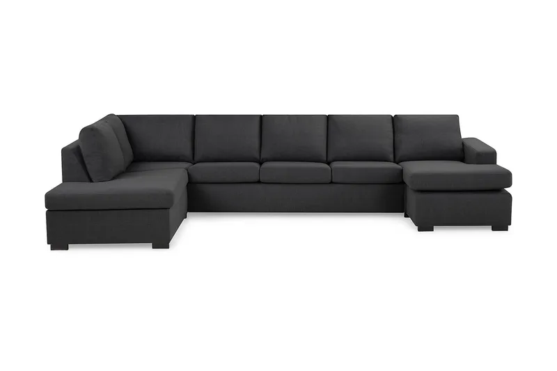 Crazy 5-seters Venstrevendt U-formet X-Large Sofa med Divan og Sjeselong i Stoff, Mørkegrå