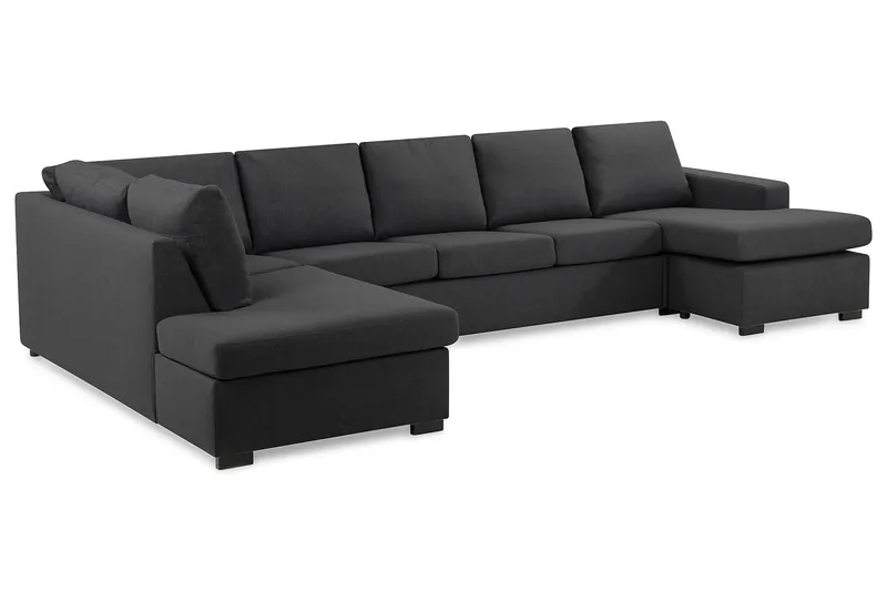 Crazy 5-seters Venstrevendt U-formet X-Large Sofa med Divan og Sjeselong i Stoff - Mørkegrå - Møbler - Sofaer - U-sofa