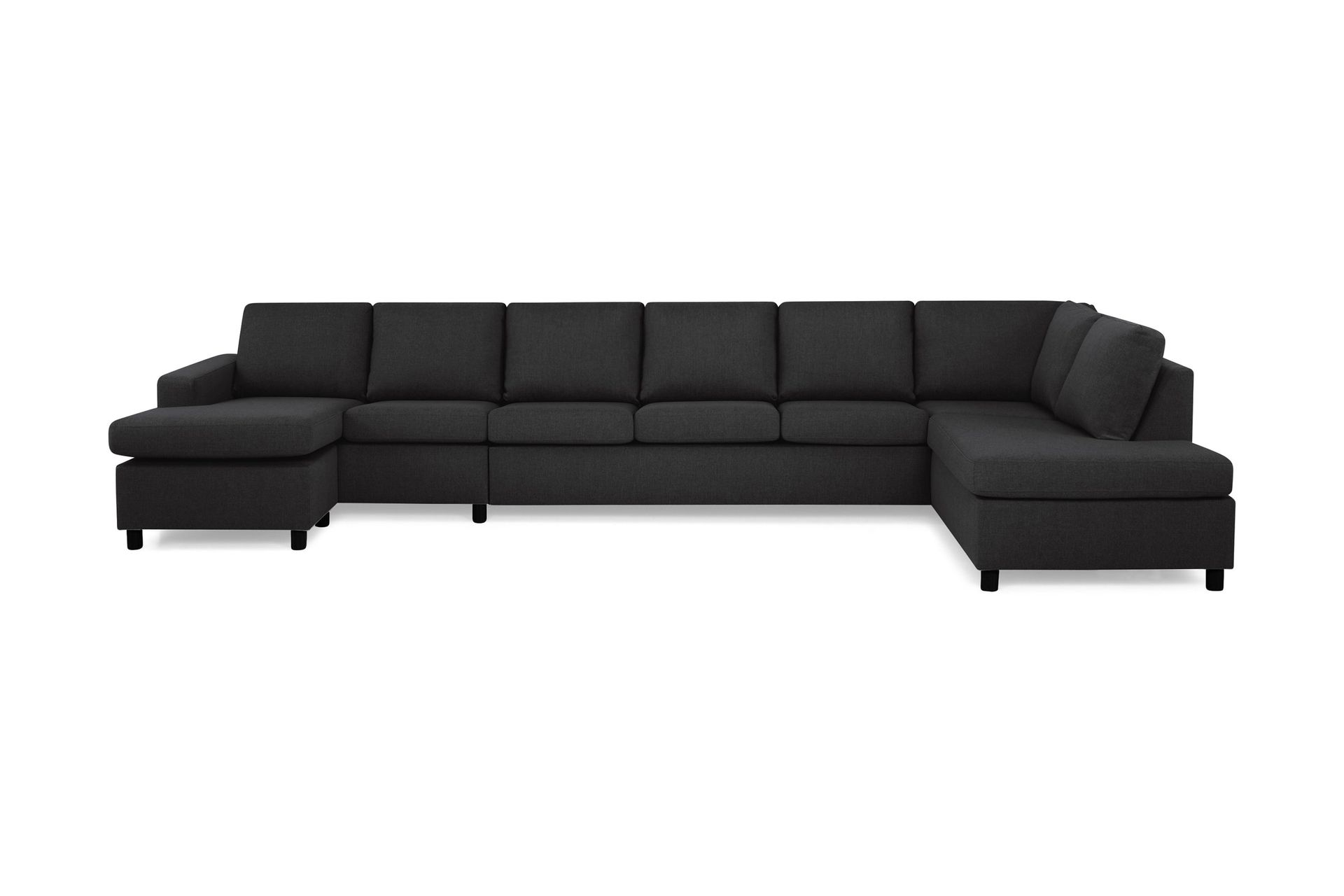 Crazy 6-seters Høyrevendt U-formet XX-Large Sofa med Divan og Sjeselong i Stoff - Antrasitt
