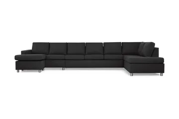 Crazy 6-seters Høyrevendt U-formet XX-Large Sofa med Divan og Sjeselong i Stoff - Antrasitt - Møbler - Sofaer - U-sofa