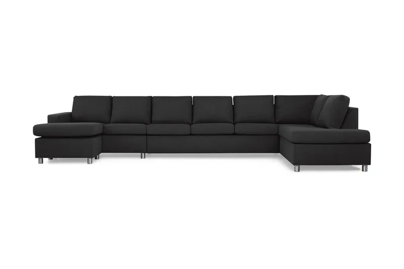 Crazy 6-seters Høyrevendt U-formet XX-Large Sofa med Divan og Sjeselong i Stoff - Antrasitt - Møbler - Sofaer - U-sofa