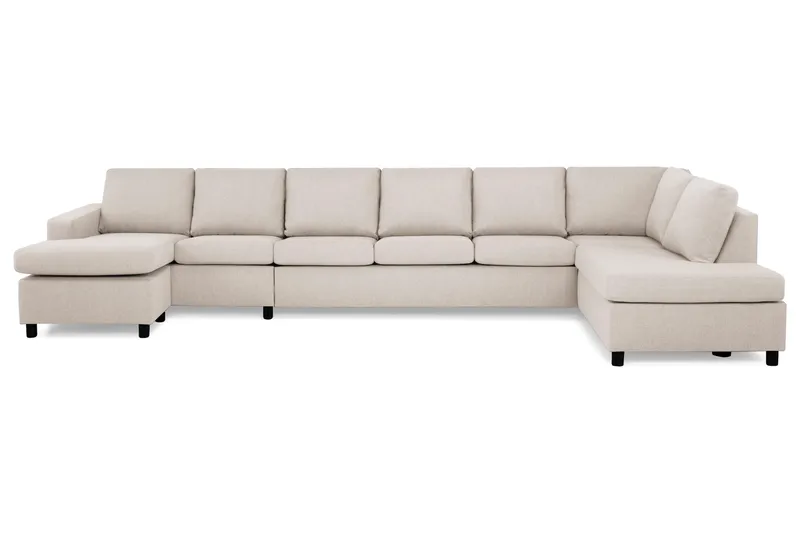 Crazy 6-seters Høyrevendt U-formet XX-Large Sofa med Divan og Sjeselong i Stoff - Beige - Møbler - Sofaer - U-sofa