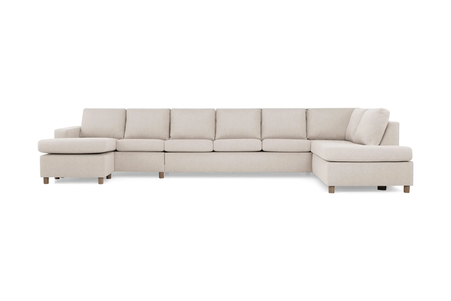 Crazy 6-seters Høyrevendt U-formet XX-Large Sofa med Divan og Sjeselong i Stoff - Beige