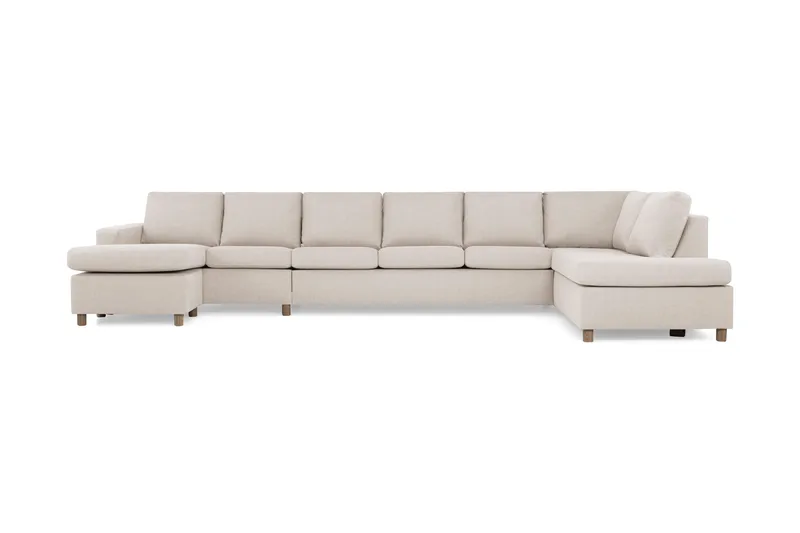 Crazy 6-seters Høyrevendt U-formet XX-Large Sofa med Divan og Sjeselong i Stoff, Beige